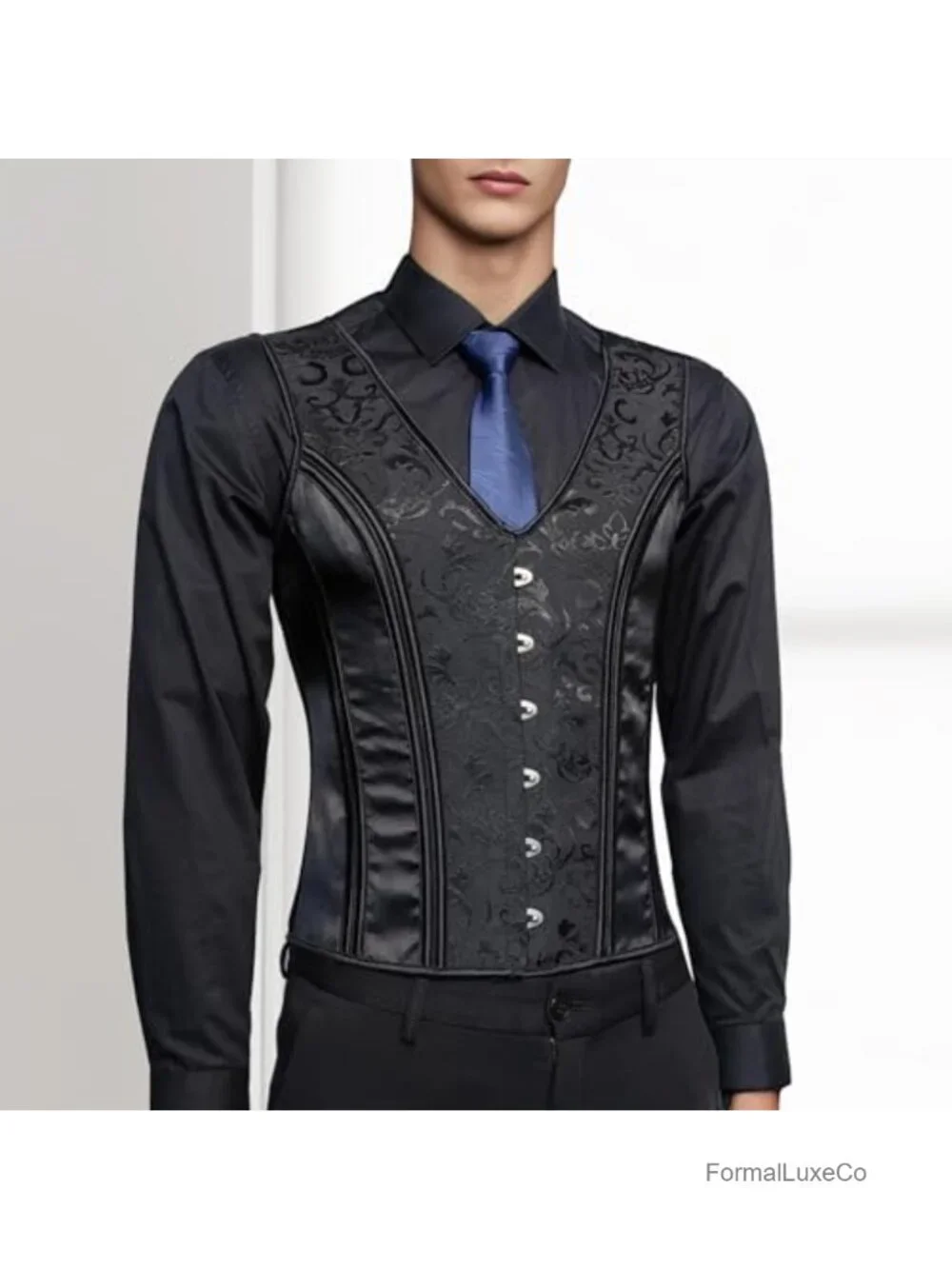 Men's Corset Vest Lace Up Boned Waist Trainer Formal Tops